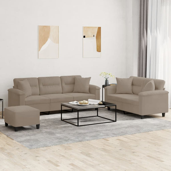 3-teilige Sofagarnitur Taupe Mikrofaser