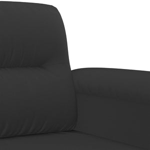 3-tlg. Sofagarnitur Schwarz Mikrofaser
