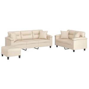 3-tlg. Beige Sofagarnitur mit Mikrofaser