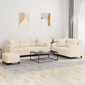 3-tlg. Beige Sofagarnitur mit Mikrofaser