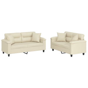2-teilige Sofagarnitur Creme Kunstleder