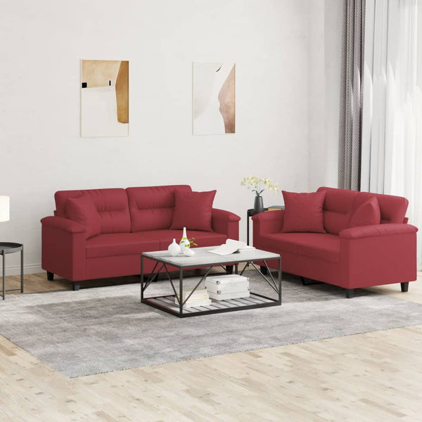 2-tlg. Sofagarnitur Weinrot Kunstleder