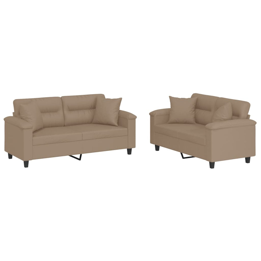 2-teilige Sofagarnitur Cappuccino-Braun Kunstleder