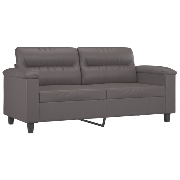 vidaXL 3-Piece Sofa Set with Cushions Grey Artificial Leather