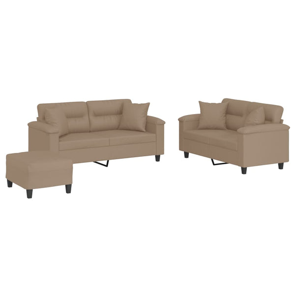 3-tlg. Sofagarnitur Cappuccino-Braun Kunstleder