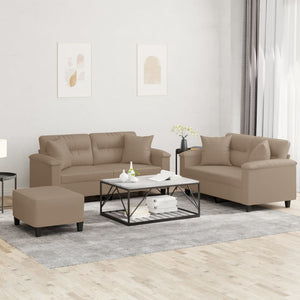 3-tlg. Sofagarnitur Cappuccino-Braun Kunstleder