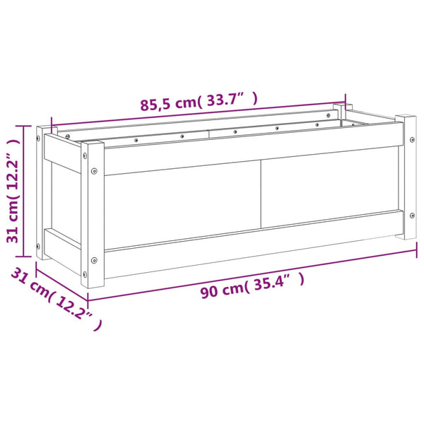 vidaXL Jardinière Blanc 90x31x31 cm Bois de pin massif