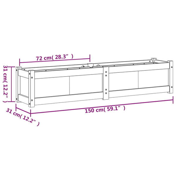 Pflanzkübel Wachsbraun 150cm Kiefer Massivholz