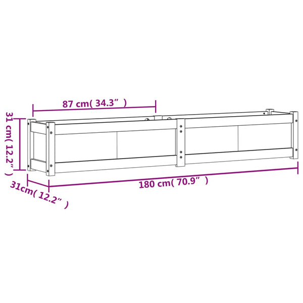 Weißer Pflanzkübel 180cm Kiefer Massivholz