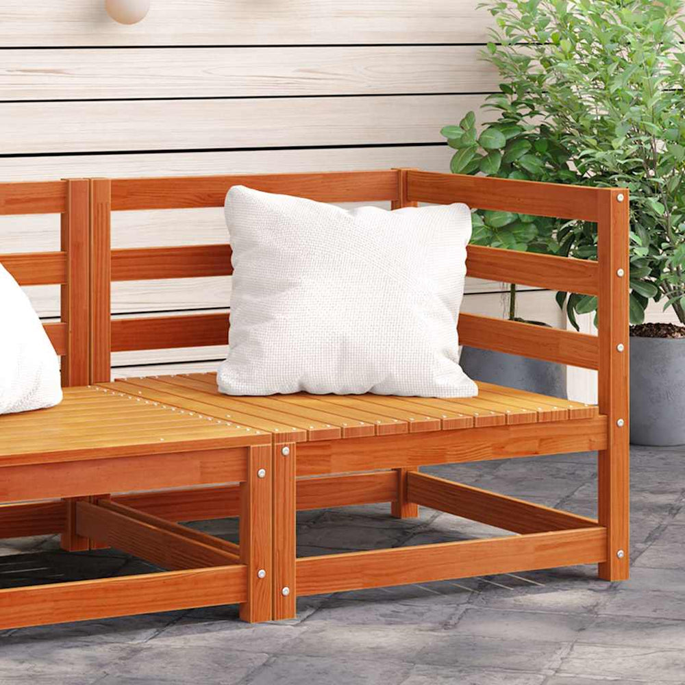 vidaXL Garden Corner Sofa Waxed Brown 70x70x67 cm Solid Pine Wood