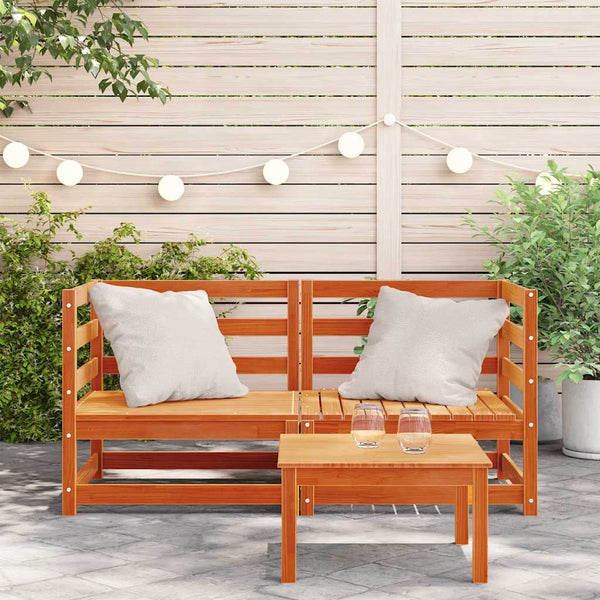 Garten Ecksofa Set, Massivholz Kiefer, Wachsbraun
