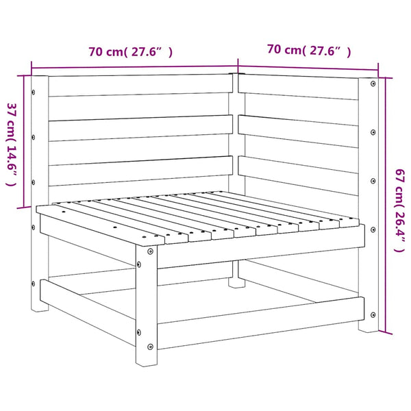 Garten Ecksofa Set, Massivholz Kiefer, Wachsbraun