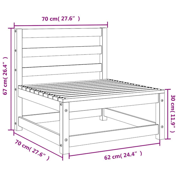 Gartensofa ohne Armlehnen Kiefer Massivholz 70x70 cm
