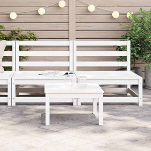 Gartensofaelemente ohne Armlehnen, 2er-Set, Kiefer, Weiß