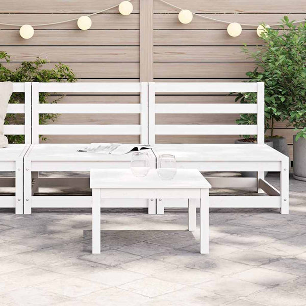 Gartensofaelemente ohne Armlehnen, 2er-Set, Kiefer, Weiß