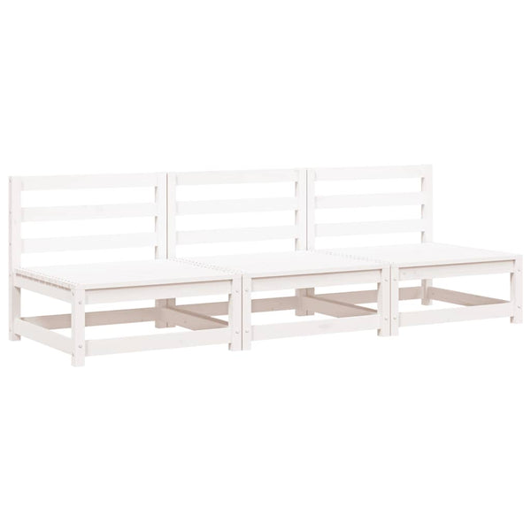 Gartensofas ohne Armlehnen 3er Set Weiß