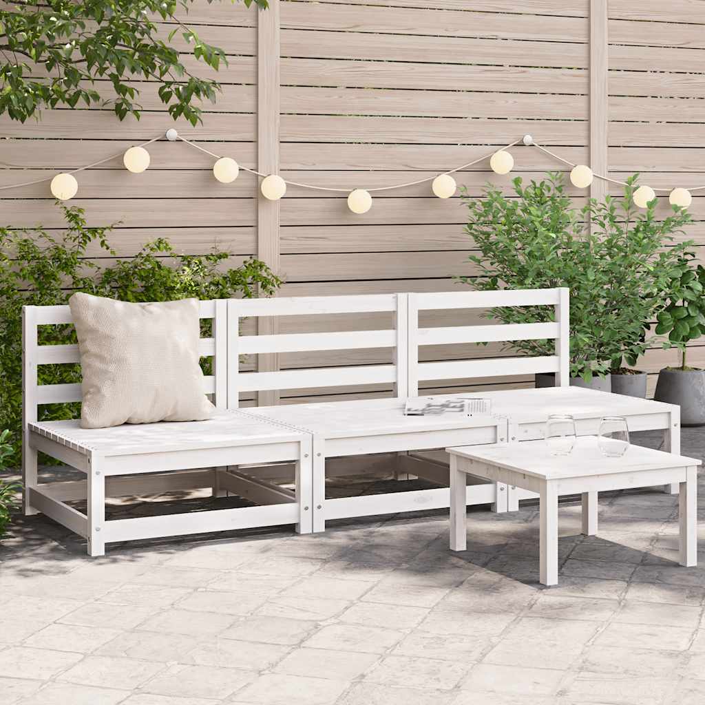 Gartensofas ohne Armlehnen 3er Set Weiß