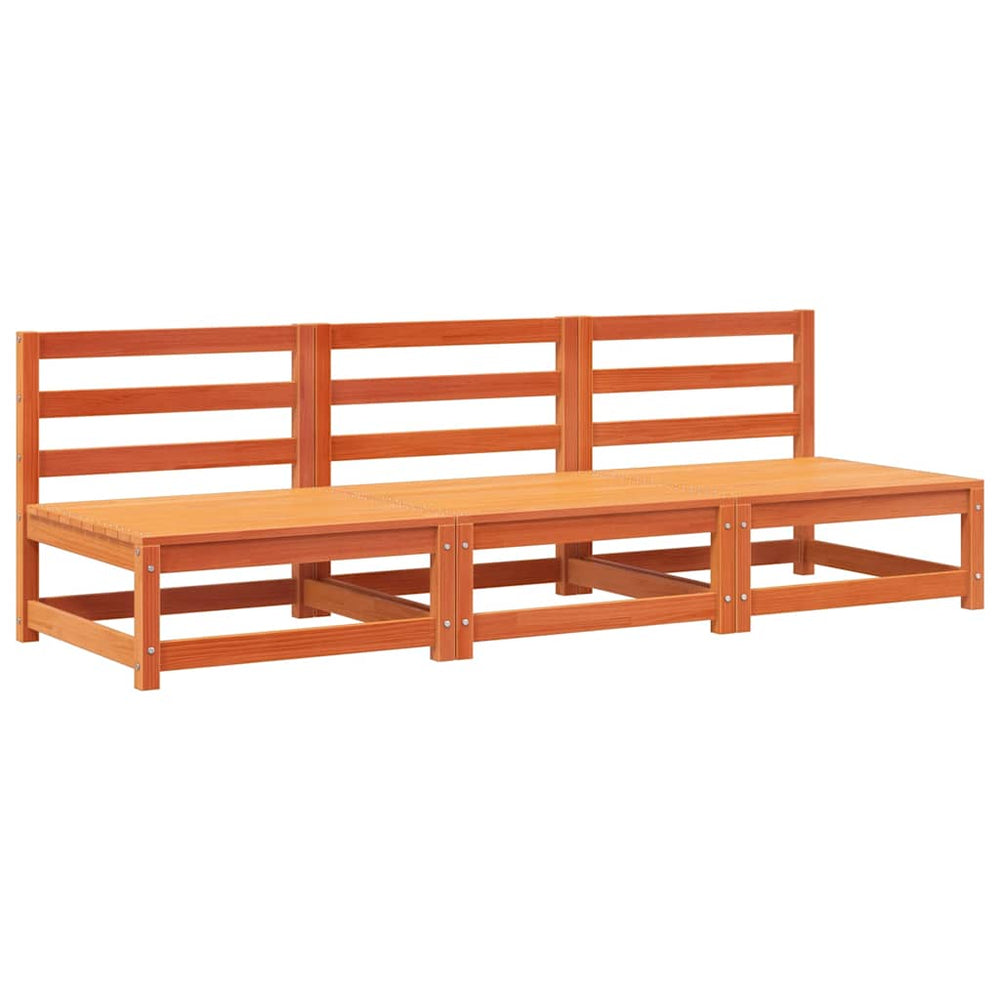 vidaXL Armless Garden Sofas 3 pcs. Wax Brown Solid Pine Wood