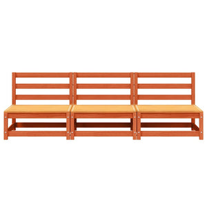 Gartensofa ohne Armlehne, 3er Set, Kiefer Massiv