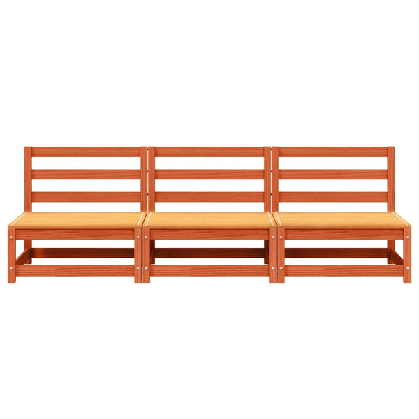 Gartensofa ohne Armlehne, 3er Set, Kiefer Massiv