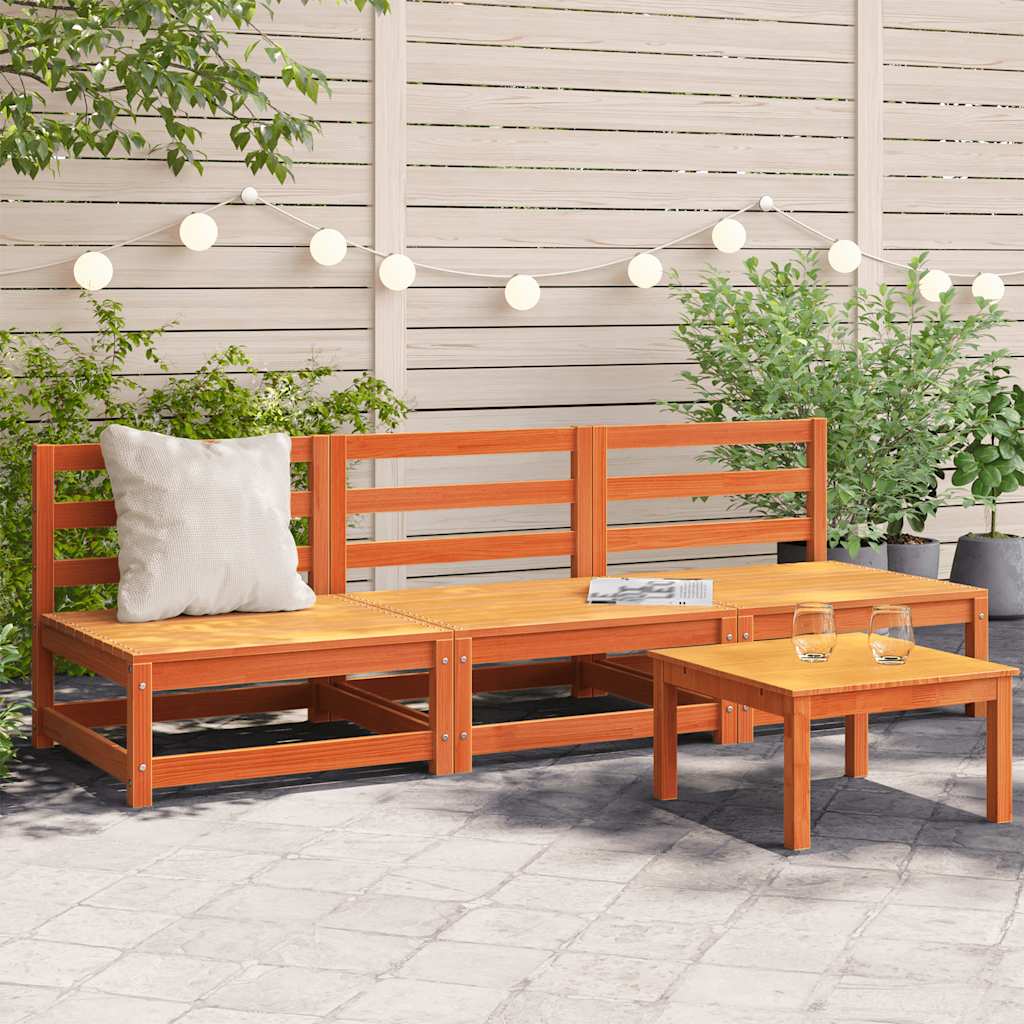 Gartensofa ohne Armlehne, 3er Set, Kiefer Massiv