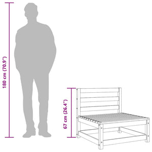 3er Gartensofa ohne Armlehne Kiefer 70x70x67cm