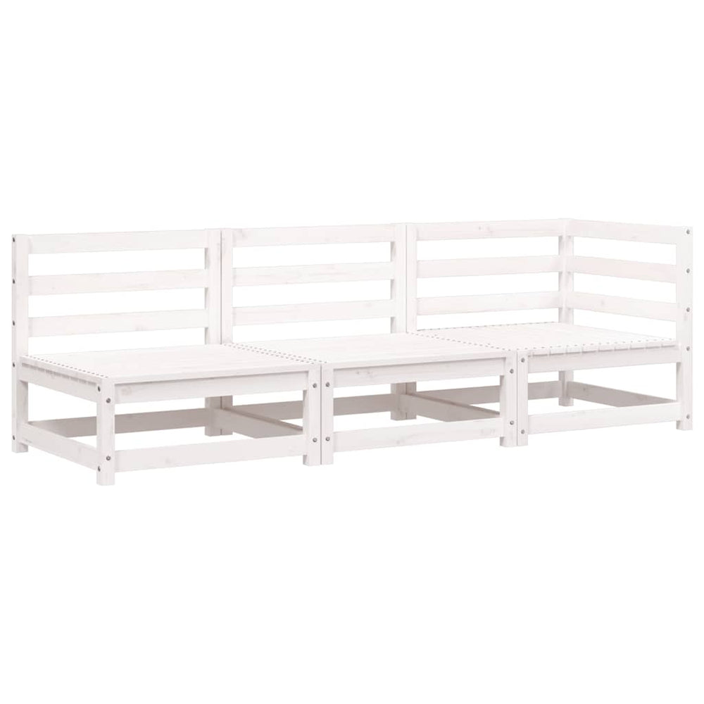 vidaXL 3-Seater Garden Sofa White Solid Pine Wood