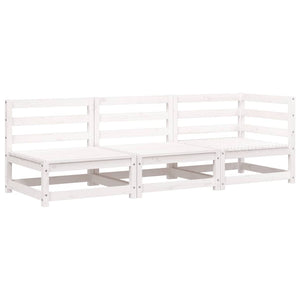 Gartensofa 3-Sitzer Weiß Kiefer Massivholz
