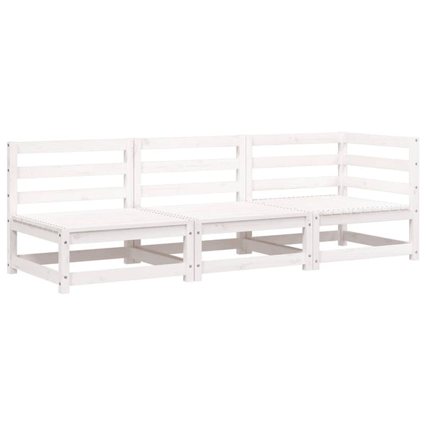 Gartensofa 3-Sitzer Weiß Kiefer Massivholz