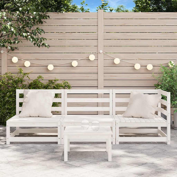 Gartensofa 3-Sitzer Weiß Kiefer Massivholz