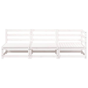 Gartensofa 3-Sitzer Weiß Kiefer Massivholz