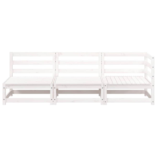 Gartensofa 3-Sitzer Weiß Kiefer Massivholz