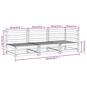Gartensofa 3-Sitzer Weiß Kiefer Massivholz