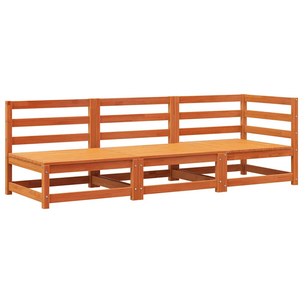 3-Sitzer Gartensofa Kiefer Massivholz Wachsbraun