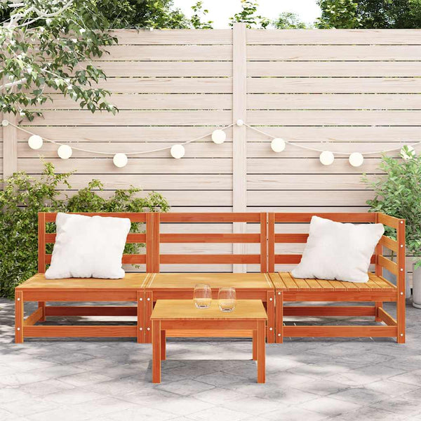3-Sitzer Gartensofa Kiefer Massivholz Wachsbraun