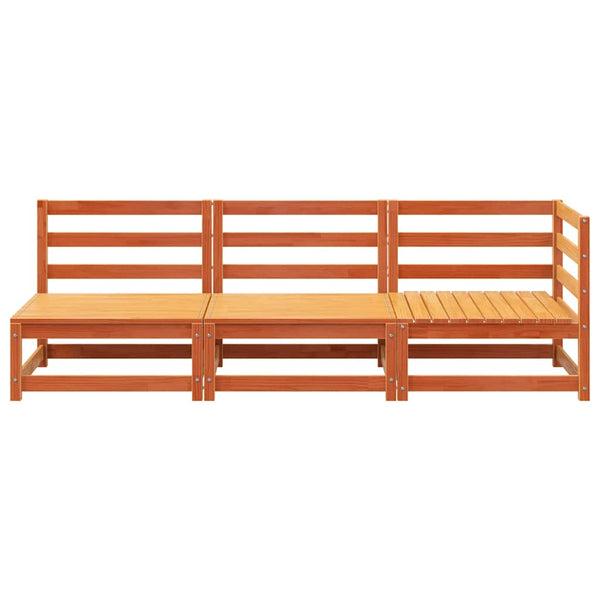 3-Sitzer Gartensofa Kiefer Massivholz Wachsbraun