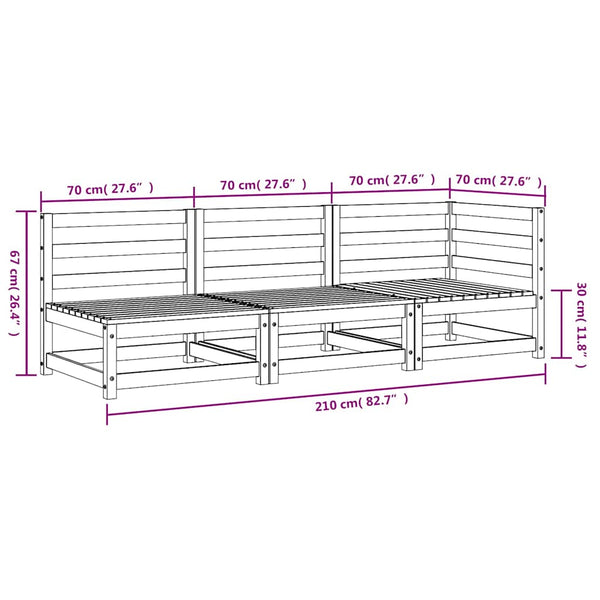 3-Sitzer Gartensofa Kiefer Massivholz Wachsbraun