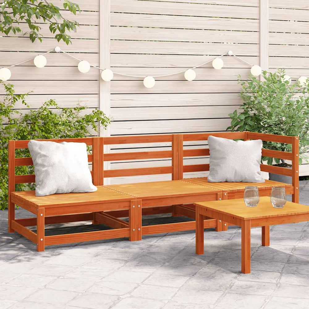 3-Sitzer Gartensofa Kiefer Massivholz Wachsbraun