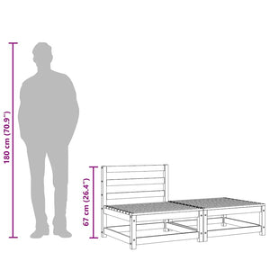 Gartensofa ohne Armlehne mit Hocker Kieferholz