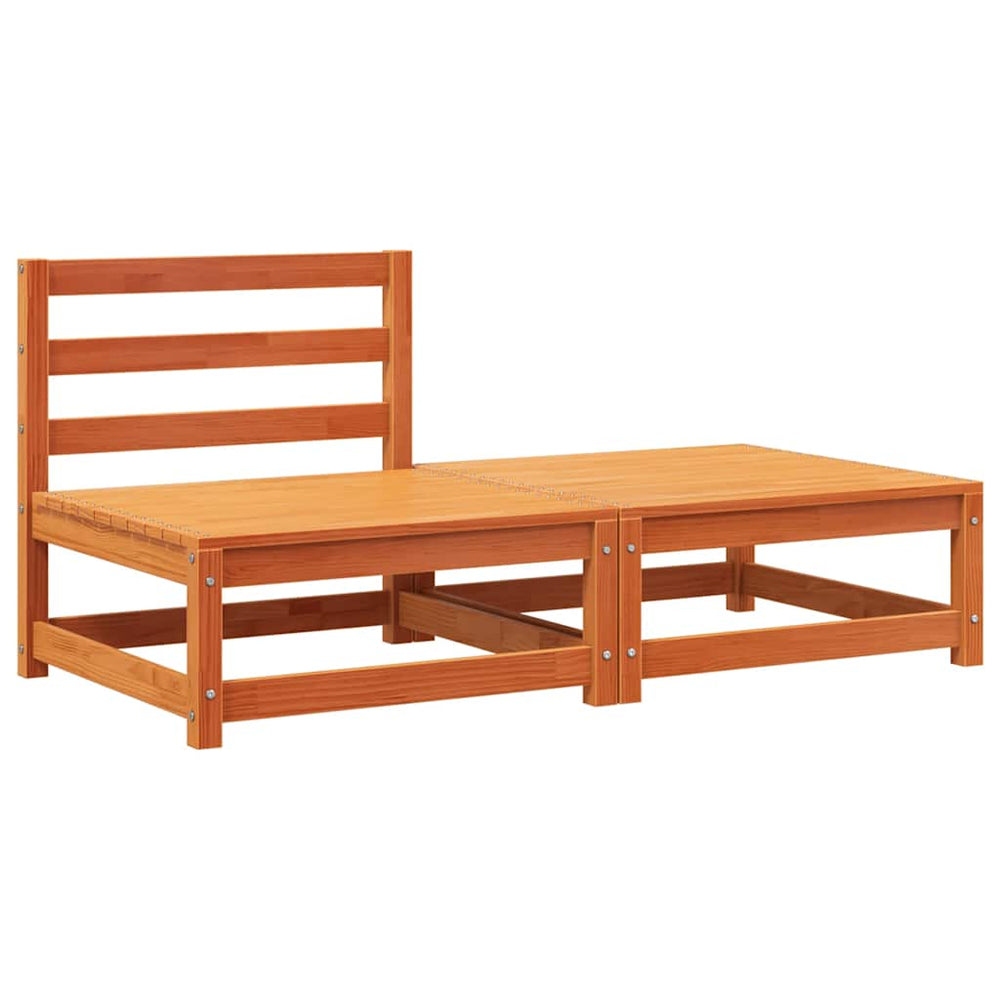 vidaXL Armless Garden Sofa with Footrest Waxed Brown Pine Wood