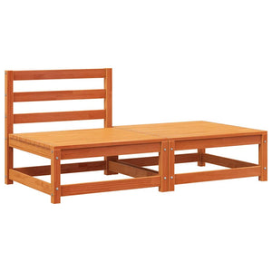 Gartensofa Kiefer mit Hocker, Wachsbraun
