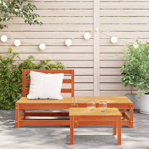 Gartensofa Kiefer mit Hocker, Wachsbraun