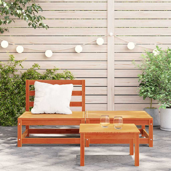 Gartensofa Kiefer mit Hocker, Wachsbraun