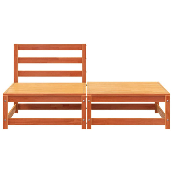 Gartensofa Kiefer mit Hocker, Wachsbraun