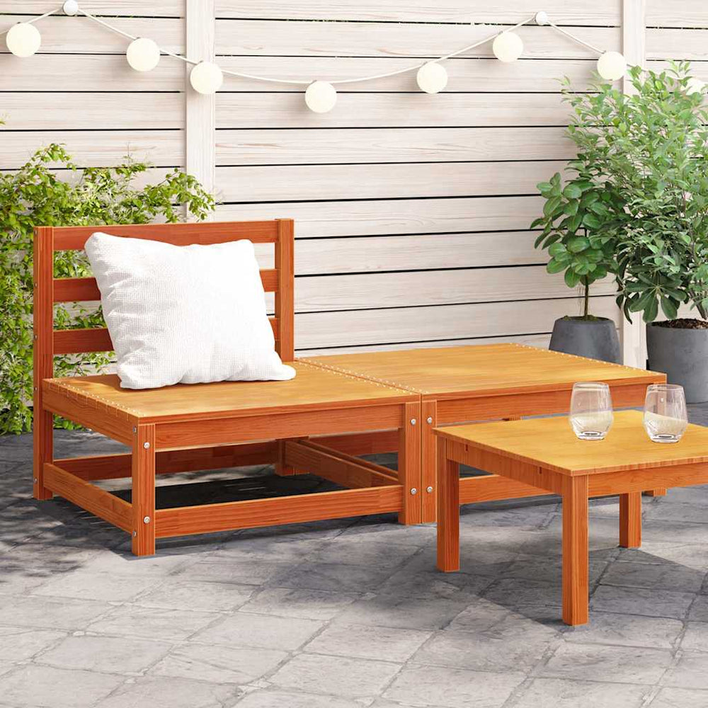 vidaXL Armless Garden Sofa with Footrest Waxed Brown Pine Wood