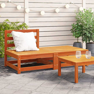 Gartensofa Kiefer mit Hocker, Wachsbraun