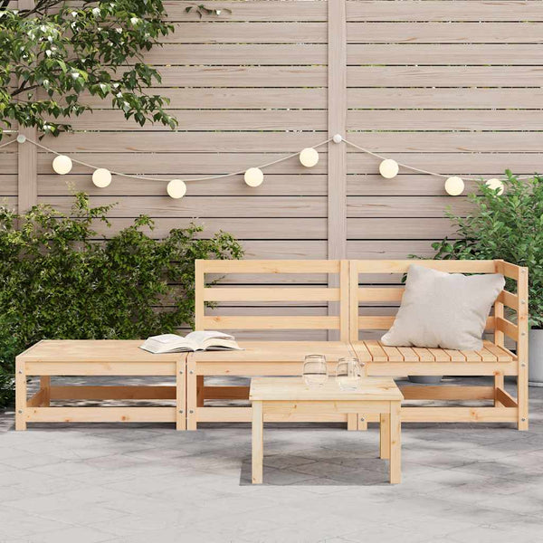 Gartensofa mit Hocker Kiefer Massivholz