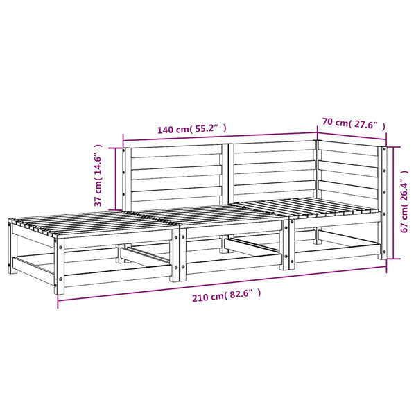 Gartensofa mit Hocker Kiefer Massivholz