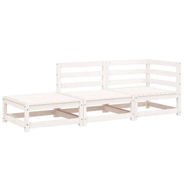 Gartensofa 2-Sitzer mit Hocker, Kiefer Massivholz Weiß