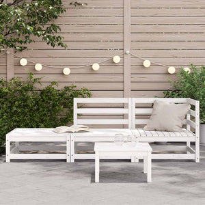 Gartensofa 2-Sitzer mit Hocker, Kiefer Massivholz Weiß
